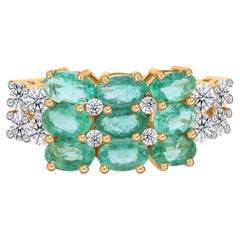 1.74 Carat Zambian Emerald 0.72 Carat SI/H Diamond Ring 14 Karat Yellow Gold