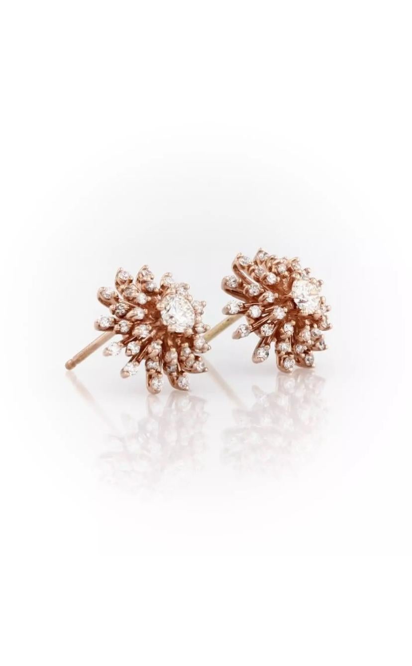 Round Cut 1.74 Carats Natural Diamonds Rosè Gold  Earrings For Sale