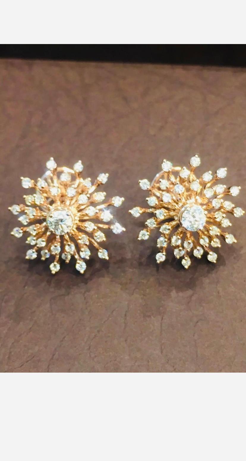 1.74 Carats Natural Diamonds Rosè Gold  Earrings For Sale 1