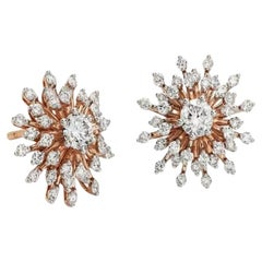 1,74 Quilates Diamantes Naturales Oro Rosado  Pendientes