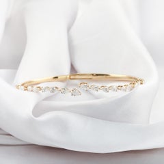 1.74 Ct SI Clarity HI Color Marquise Diamond 18K Yellow Gold Bangle Bracelet