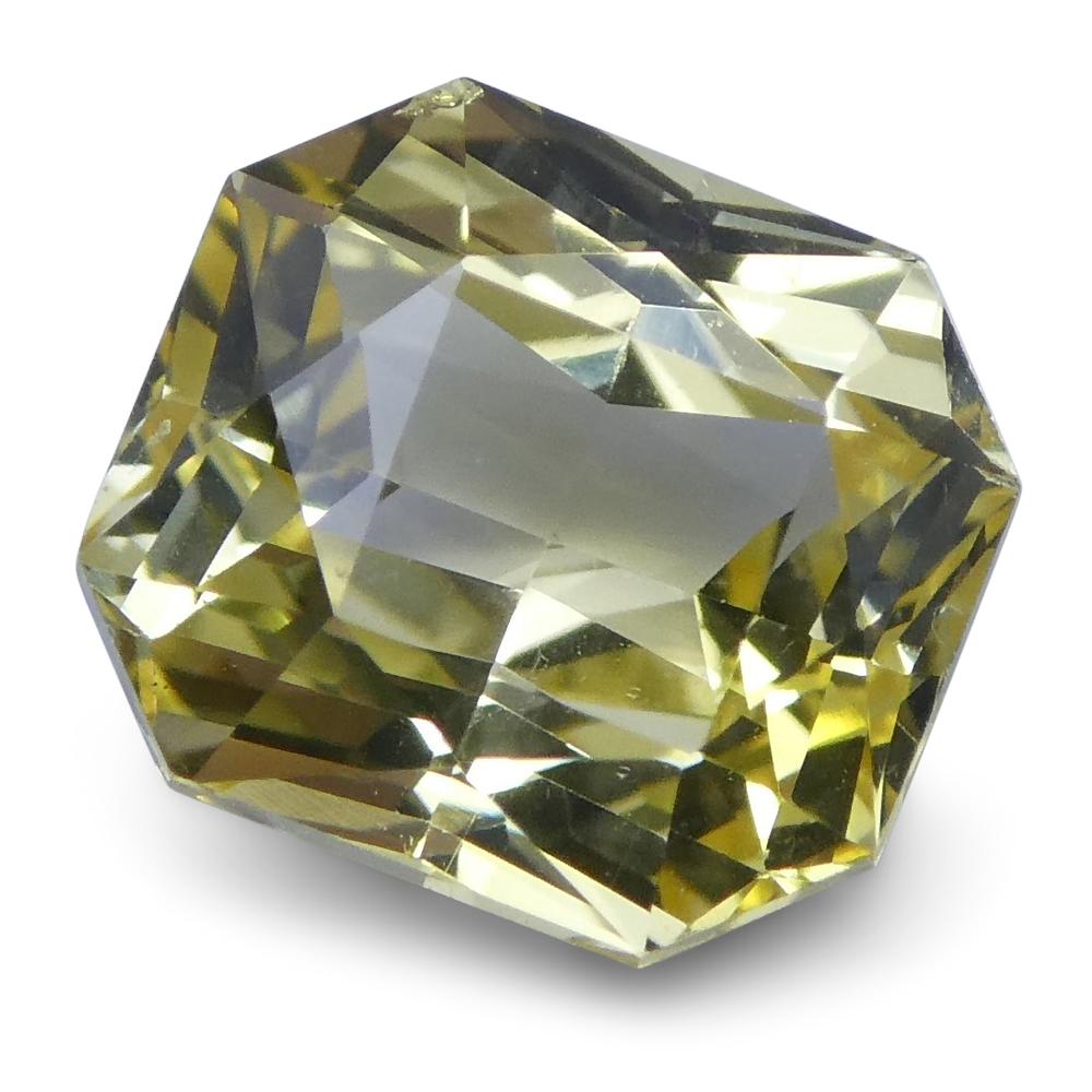 Women's or Men's 1.74 ct Yellow Sapphire Octagonal GIA Certified Unheated, Sri Lanka For Sale