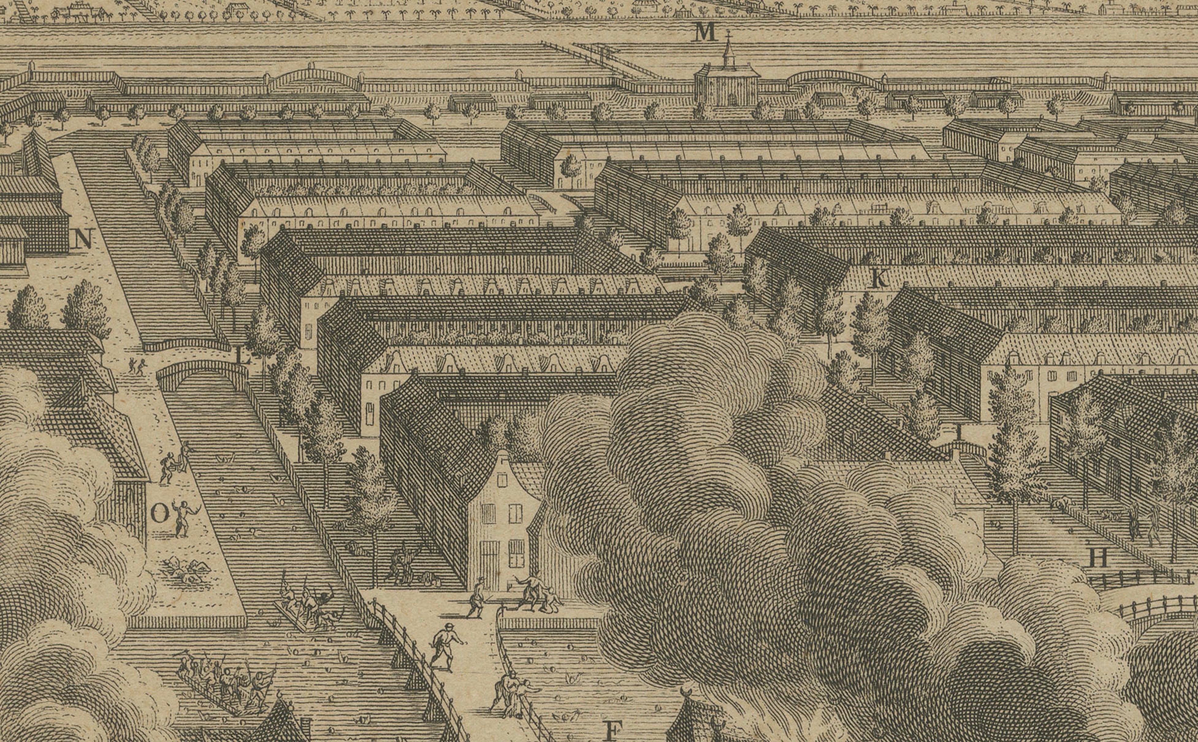 1740 Incisione sul massacro cinese di Batavia - Indonesia coloniale olandese in vendita 1