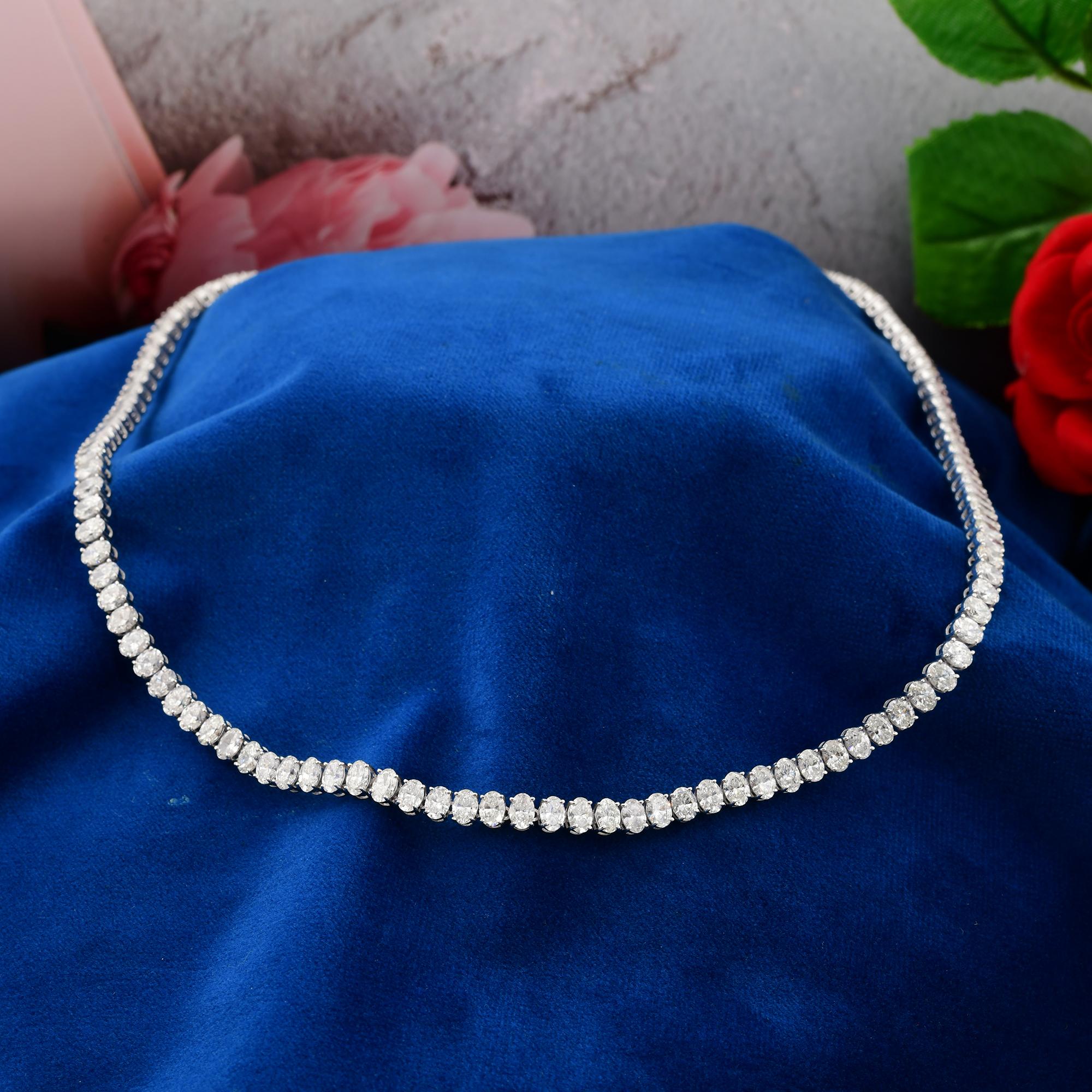 Modern 17.40 Carat SI/H Oval Brilliant Cut Diamond Necklace 14 Karat White Gold Jewelry For Sale