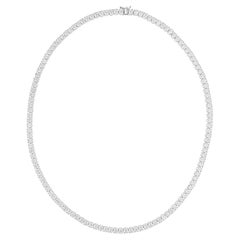 17.40 Carat SI/H Oval Brilliant Cut Diamond Necklace 14 Karat White Gold Jewelry