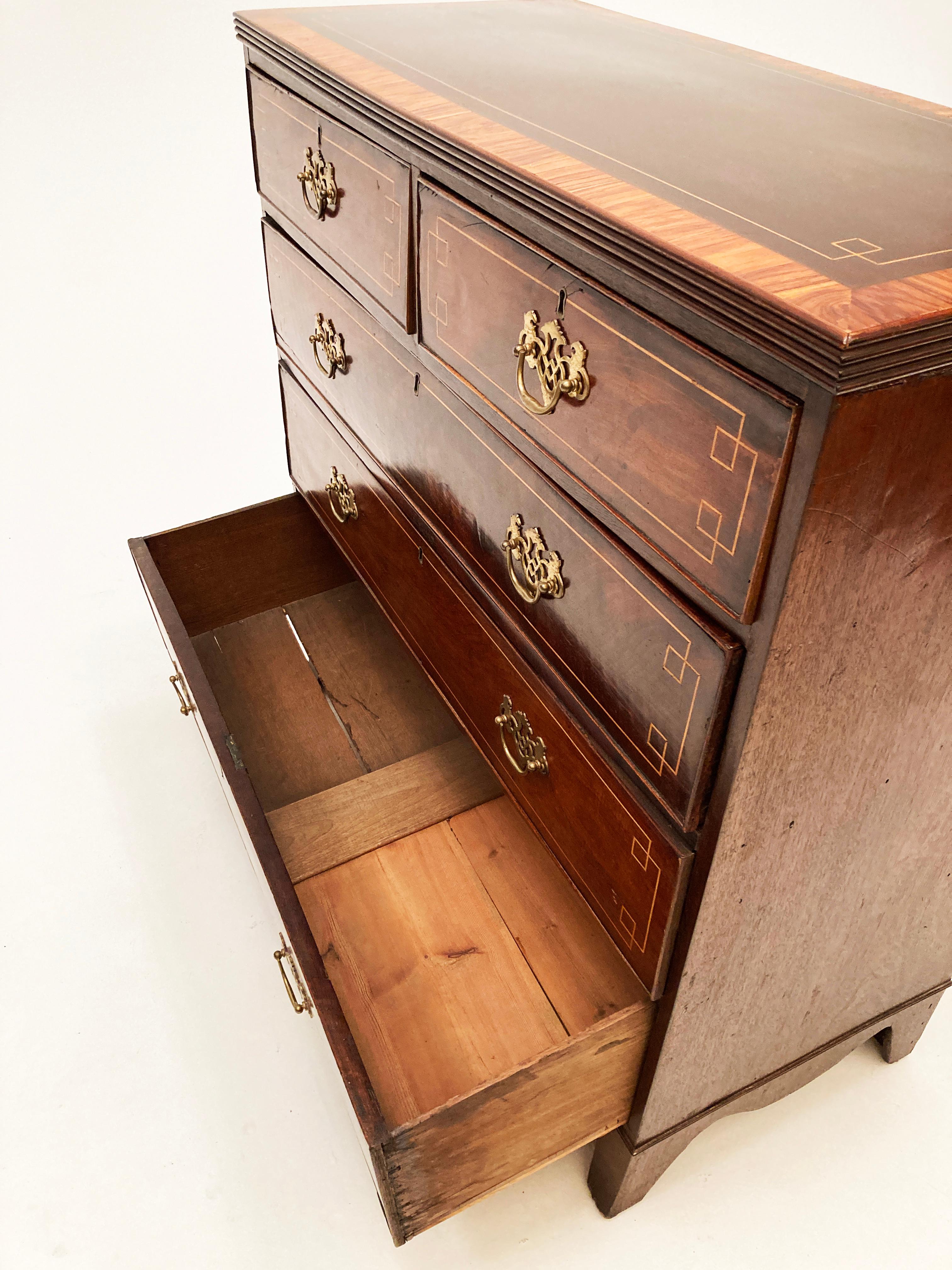 1740’s King George III Flame Mahogany Rosewood and Tulipwood Chest of Drawers For Sale 8