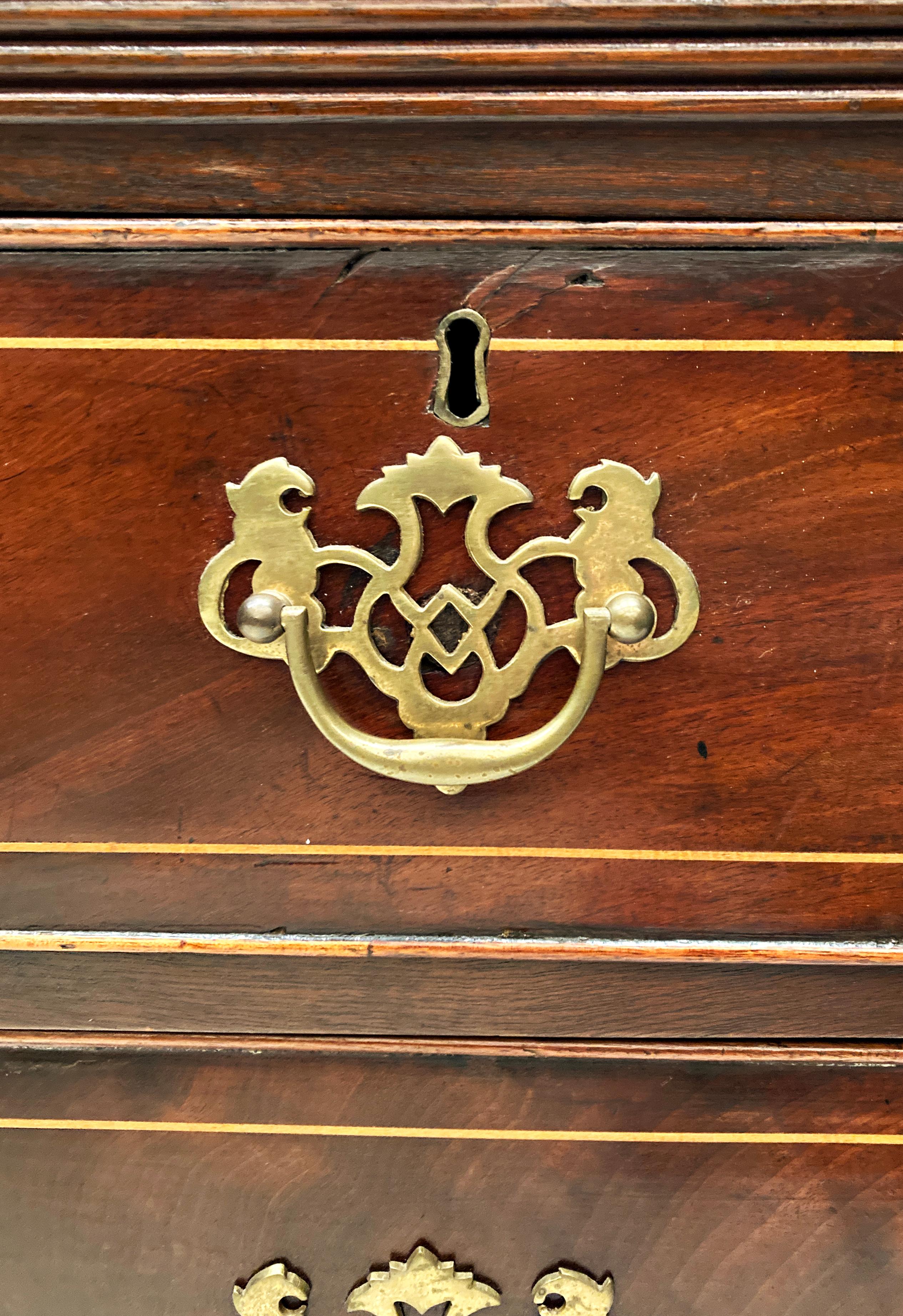 1740’s King George III Flame Mahogany Rosewood and Tulipwood Chest of Drawers For Sale 1