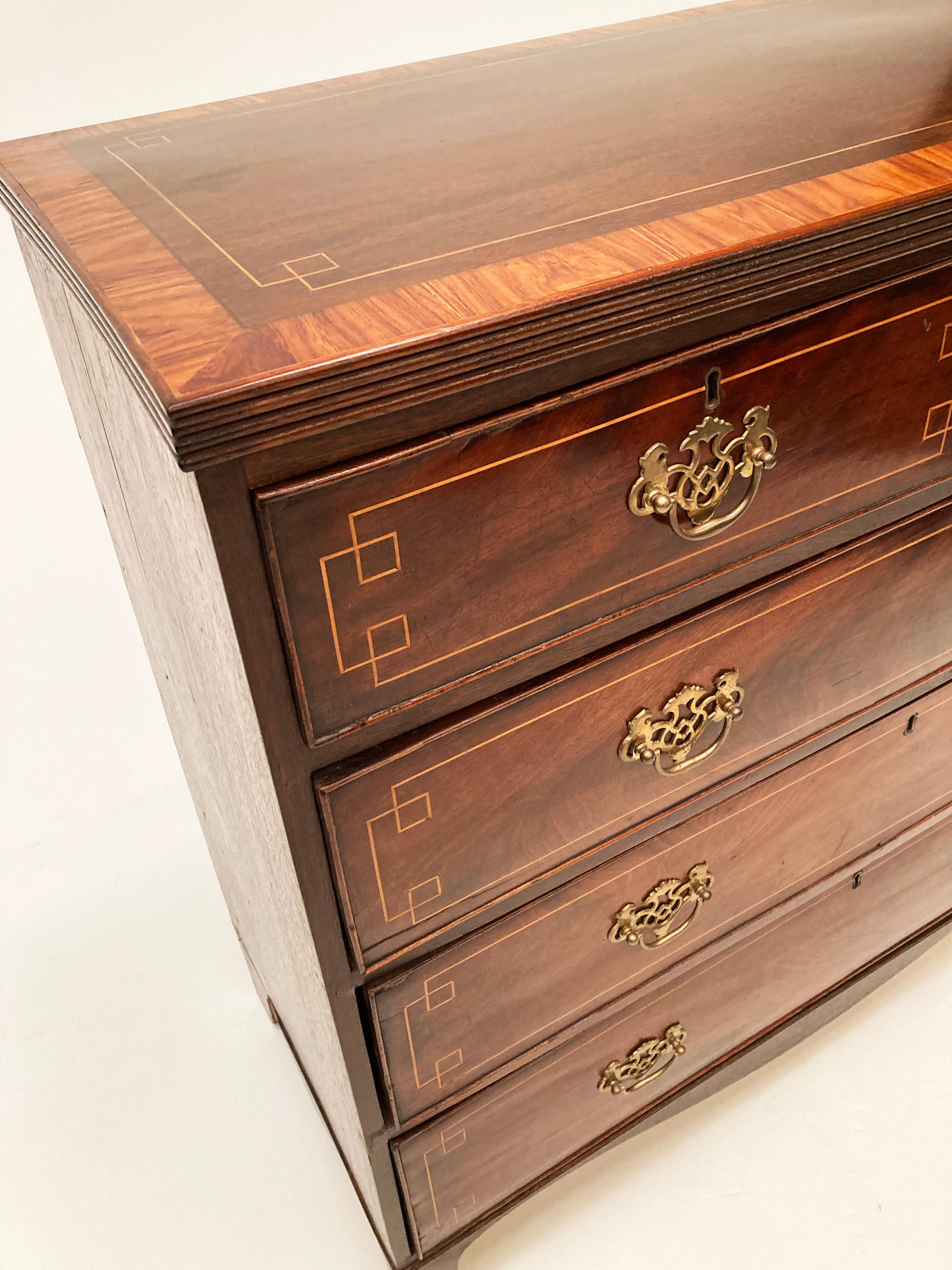 1740’s King George III Flame Mahogany Rosewood and Tulipwood Chest of Drawers For Sale 3