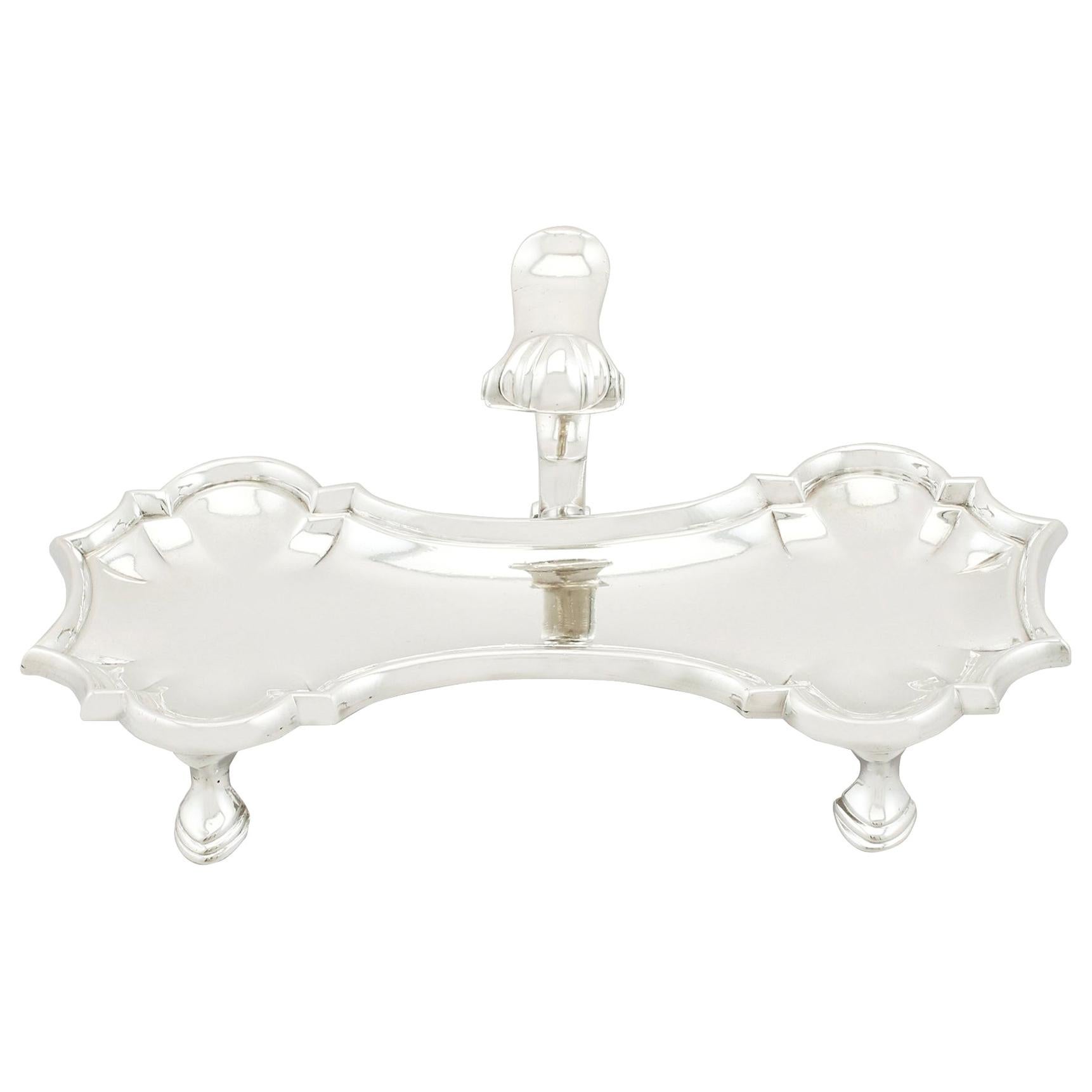 1924 Antique Sterling Silver Snuffer Tray by William Stroud For Sale at