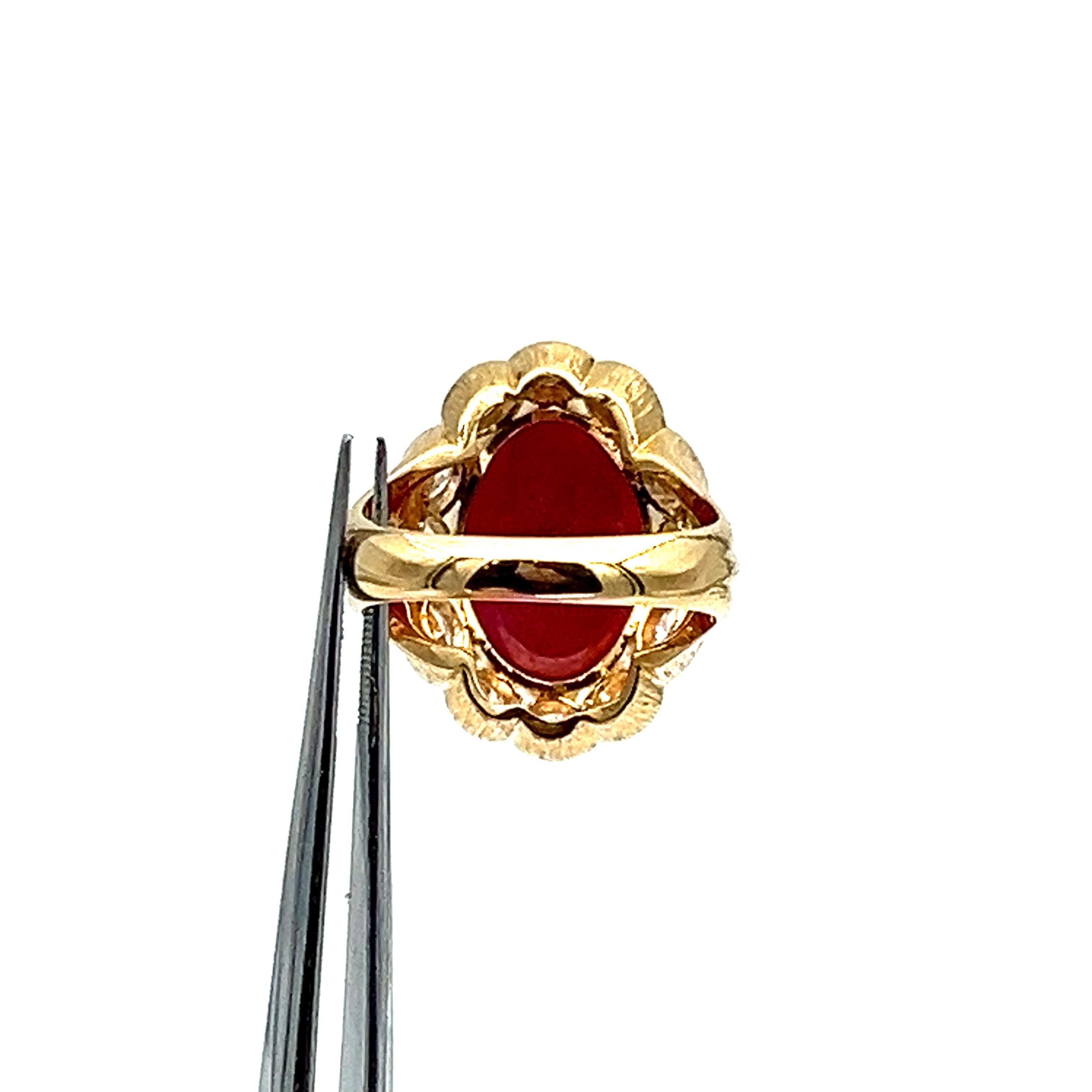 17.43 Ct Cabochon Burma No Heat Ruby GIA Ring For Sale 2