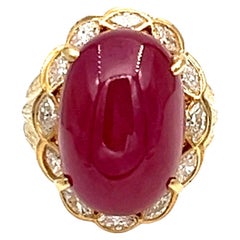 17,43 Karat Cabochon Burma No Heat Rubin GIA Ring