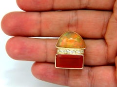 17.44 Carat Natural Opal and Garnet Diamonds Ring 14 Karat Deco Prime*