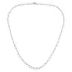 17.44 Carat SI/H Round Brilliant Cut Diamond Tennis Necklace 18 Karat White Gold