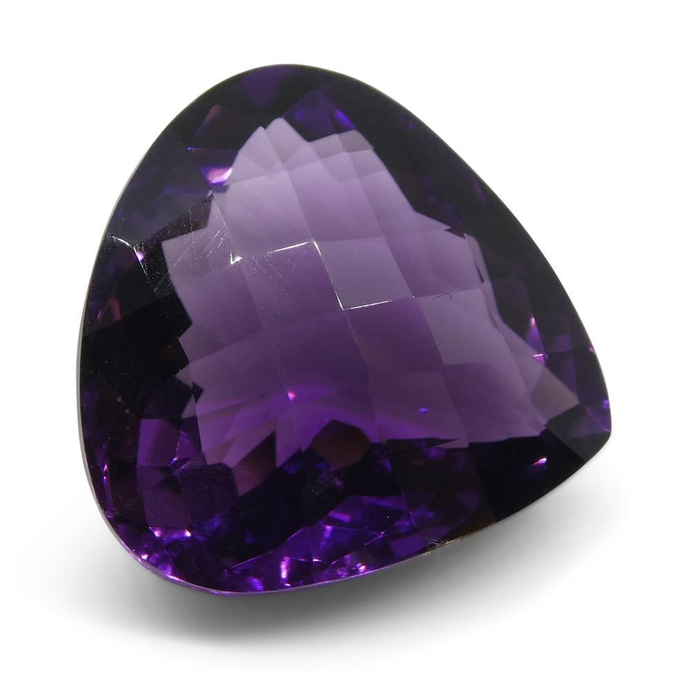 Women's or Men's 17.44 ct Pear Checkerboard Amethyst For Sale