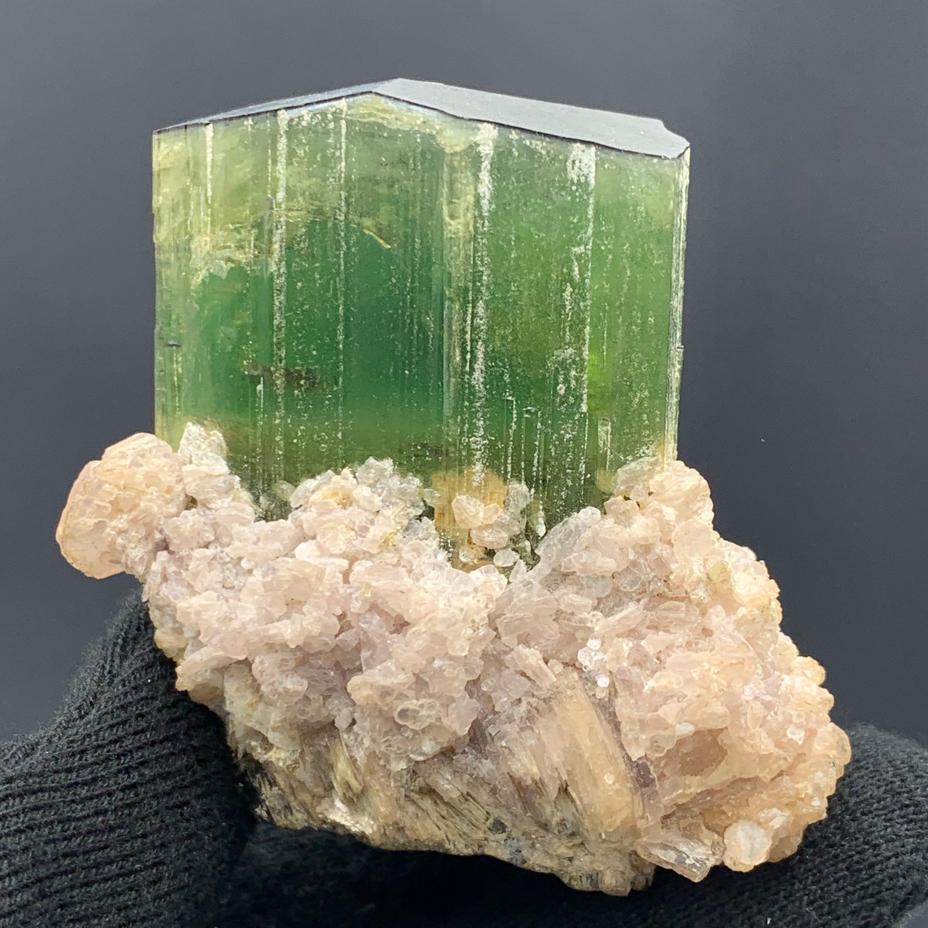 Rock Crystal 174.58 Gram Incredible Green Tourmaline Specimen From Paprok, Afghanistan  For Sale