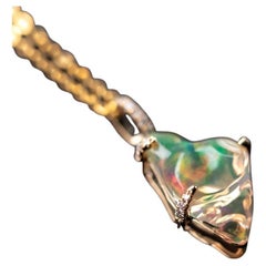 1.745ct Eternal Flame Mexican Fire Opal Diamant Halskette 18K Gelbgold