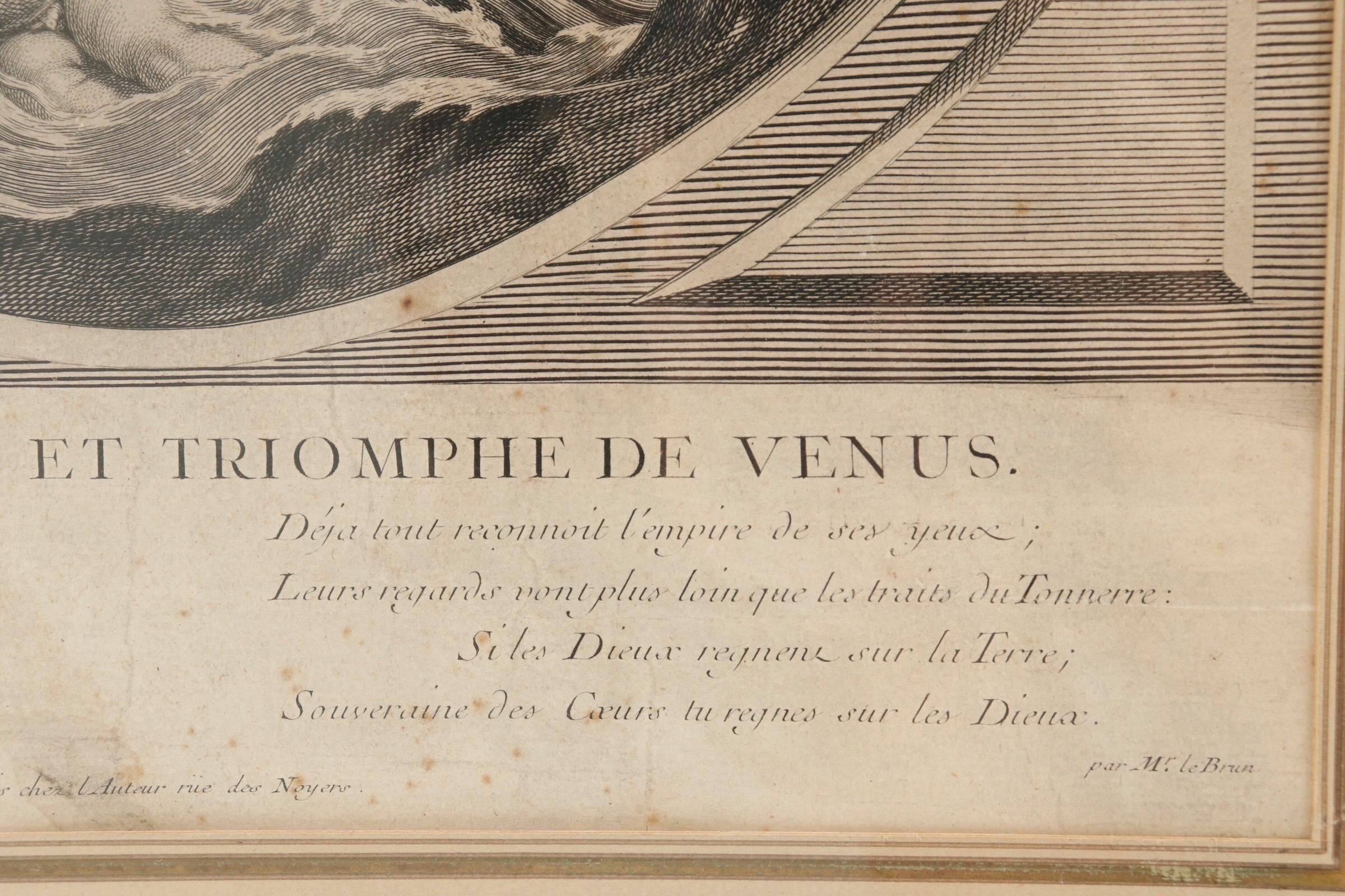 1747 Birth and Triumph of Venus Framed Engraving For Sale 4