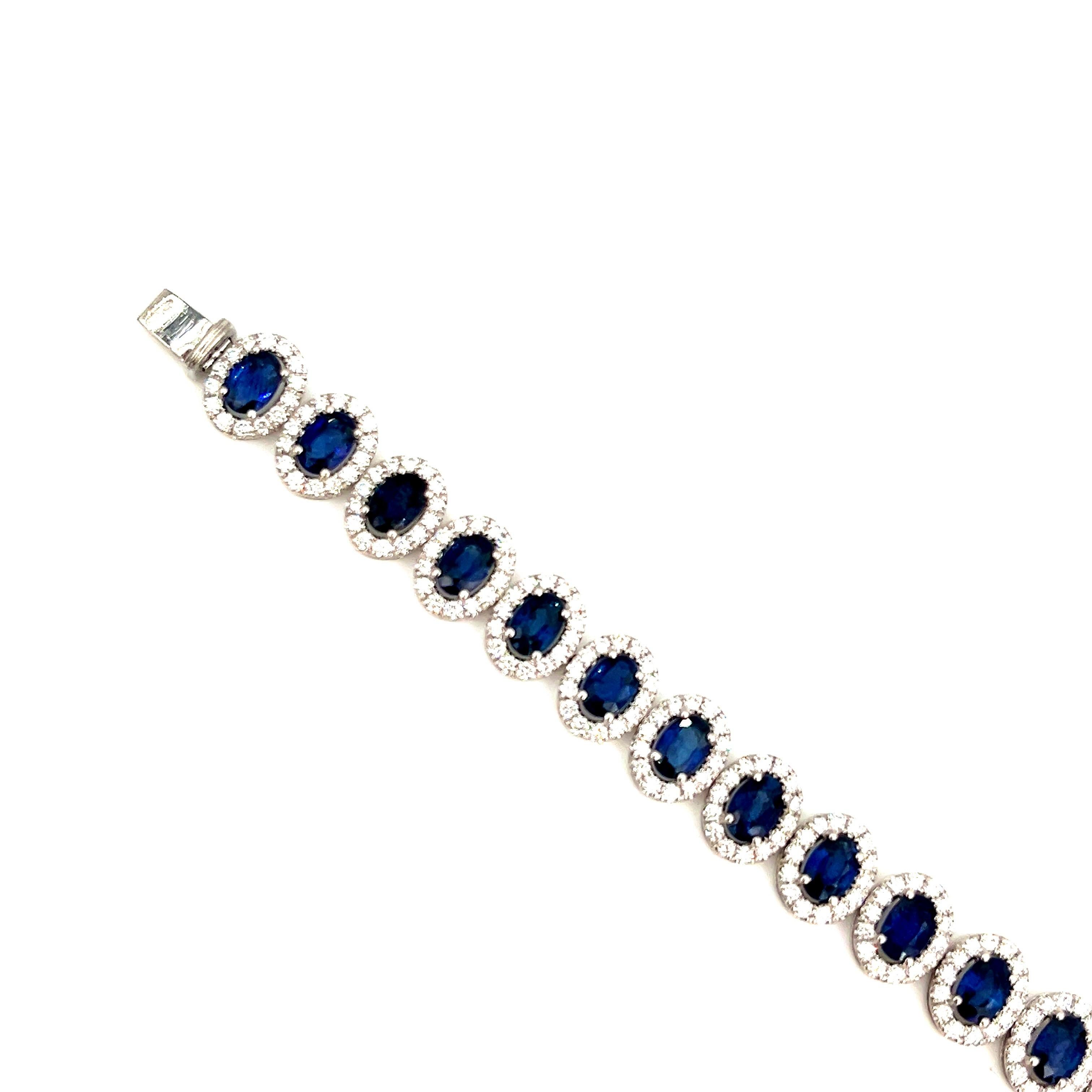 17.48 ct Natural Sapphire and Diamond Bracelet In New Condition For Sale In Chicago, IL