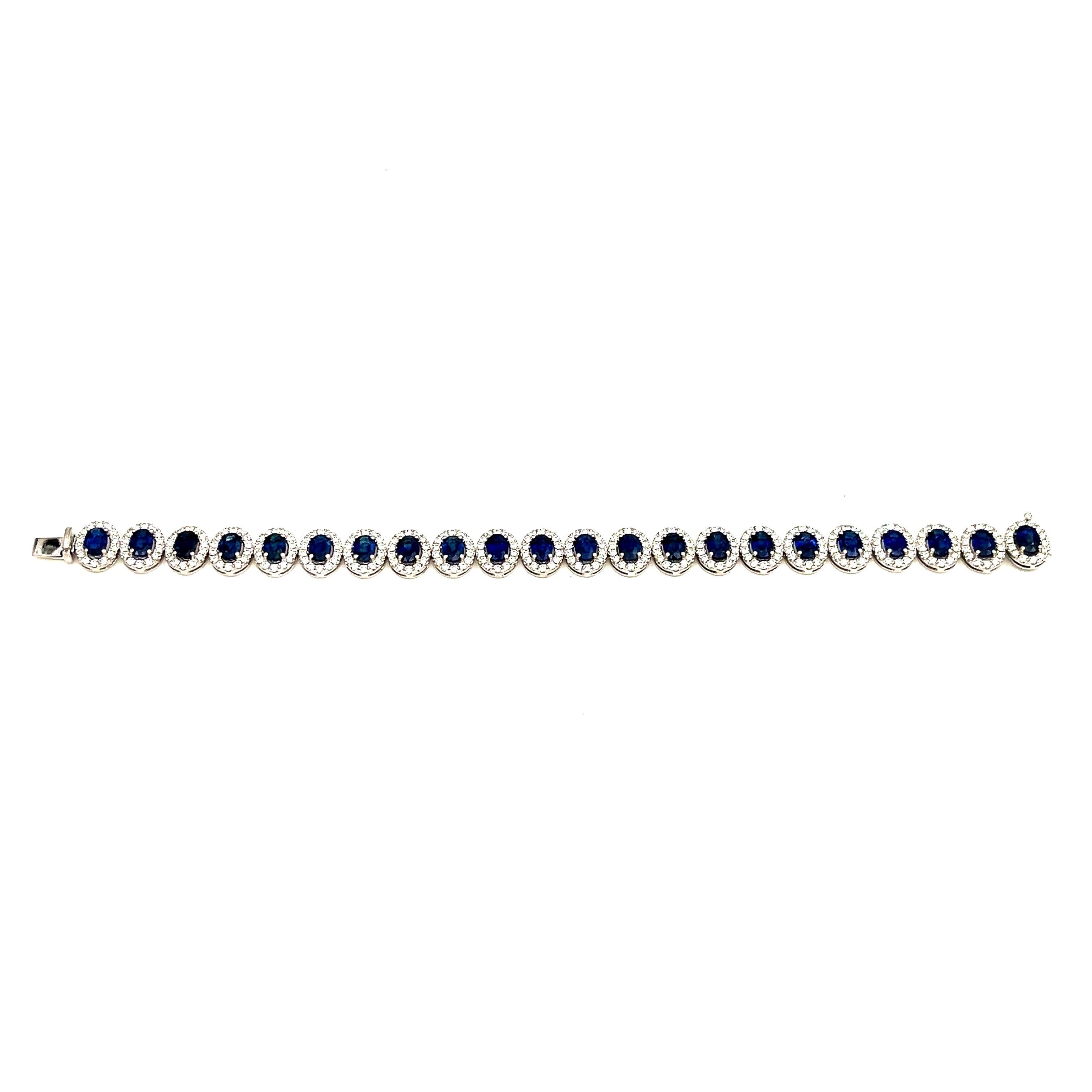 Women's or Men's 17.48 ct Natural Sapphire and Diamond Bracelet For Sale