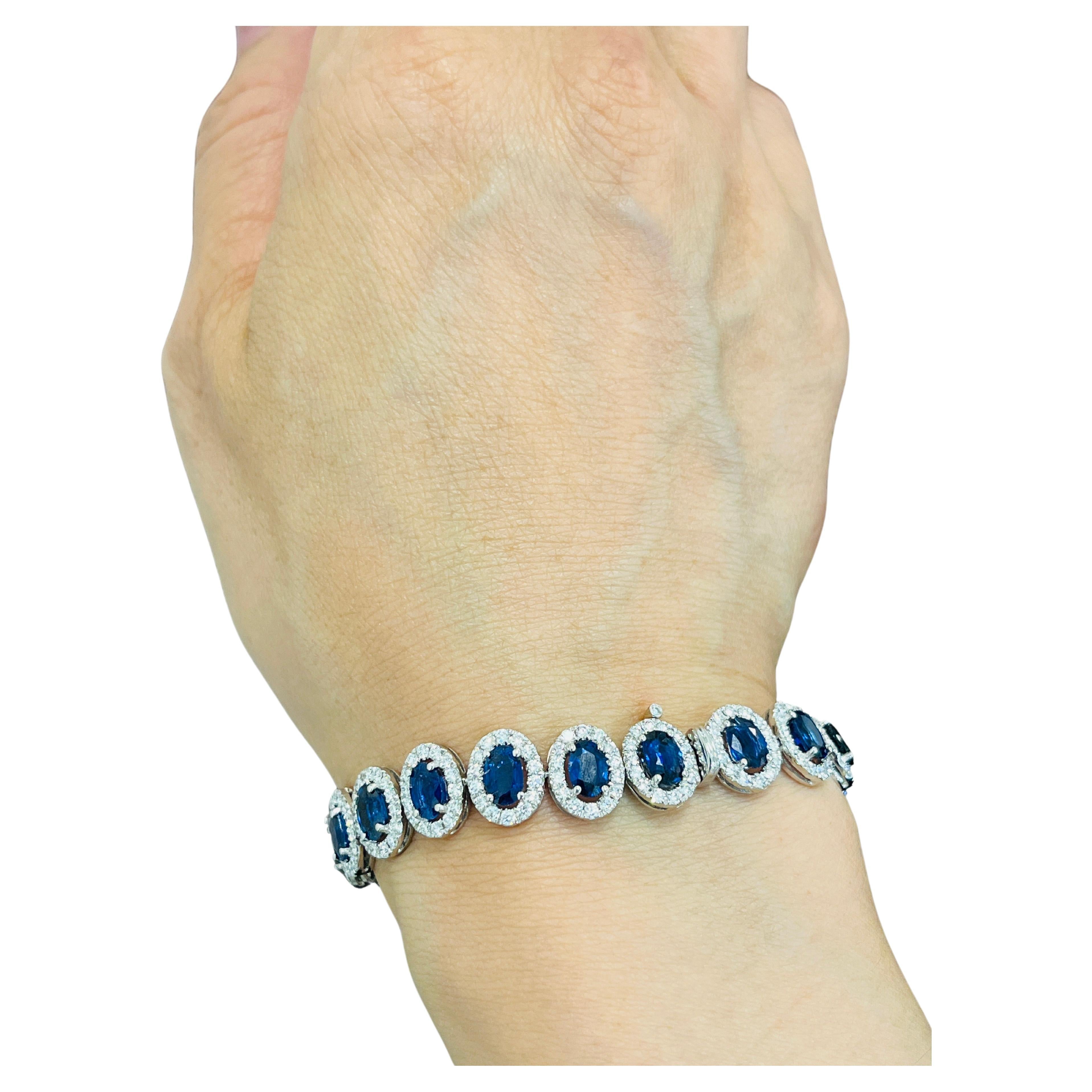 17.48 ct Natural Sapphire and Diamond Bracelet For Sale