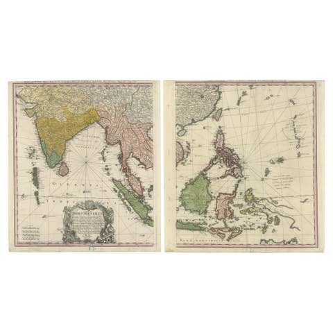 1748 Homann Heirs Double Map of the East Indies and Southeast Asia