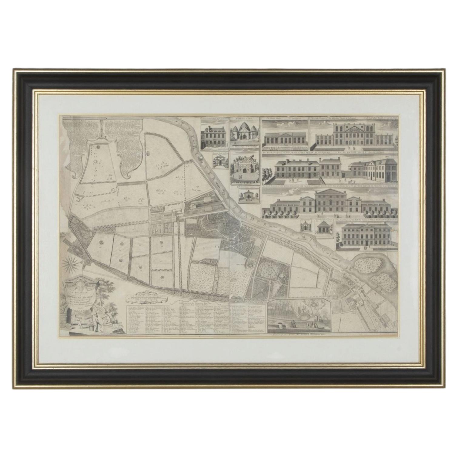 1748 Map of Richmond Upon Thames by John Roque For Sale