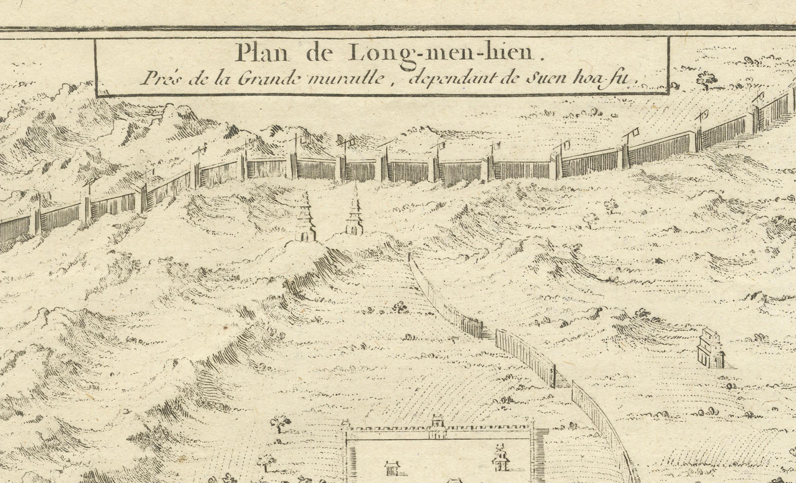 1749 Jacques Nicolas Bellin Map of the Great Wall of China Near Kiang-nan fu In Good Condition For Sale In Langweer, NL