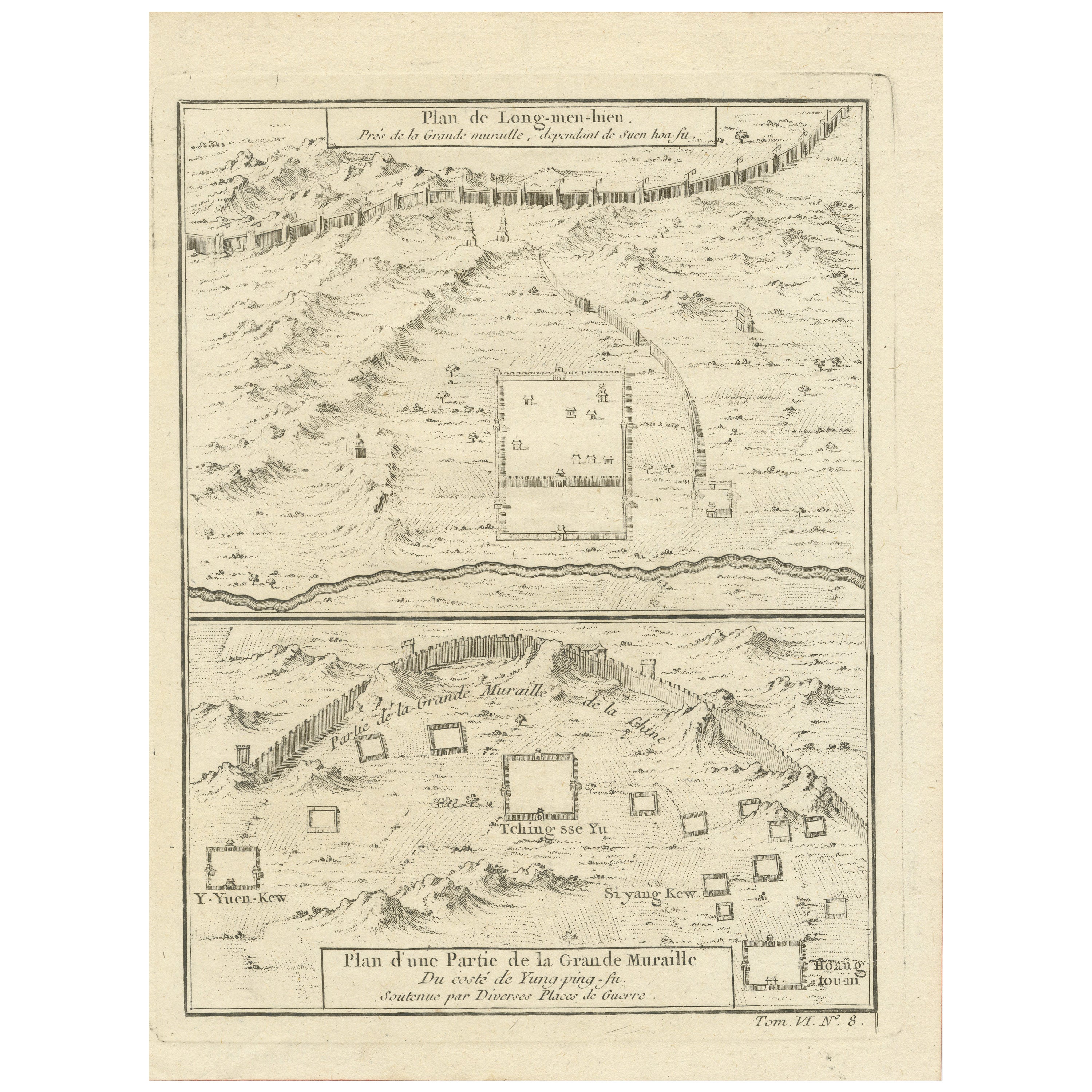 Carte du grand mur de Chine près de Kiang-nan fu, Jacques Nicolas Bellin, 1749