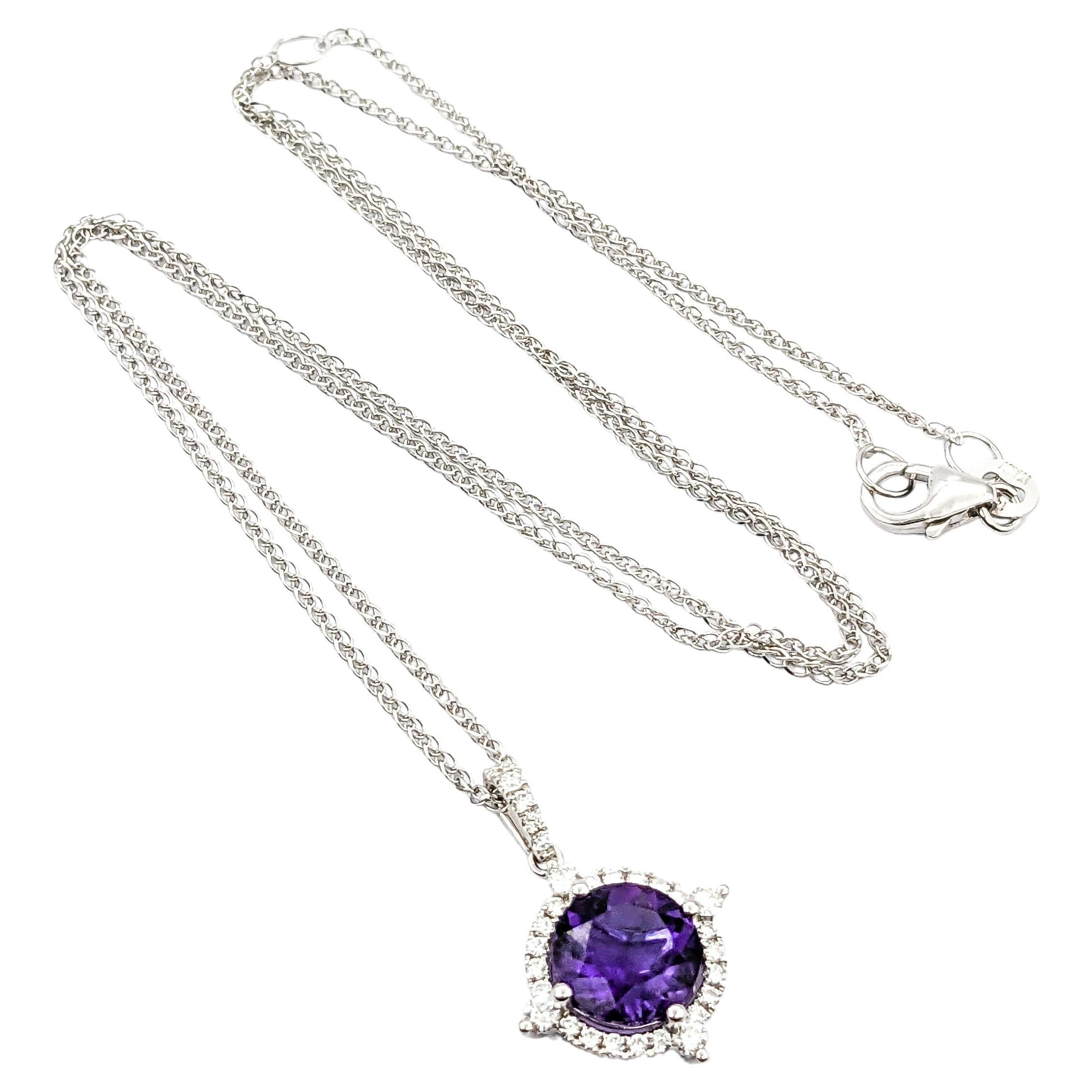 1.74ct Amethyst Pendnt W/Chain In White Gold