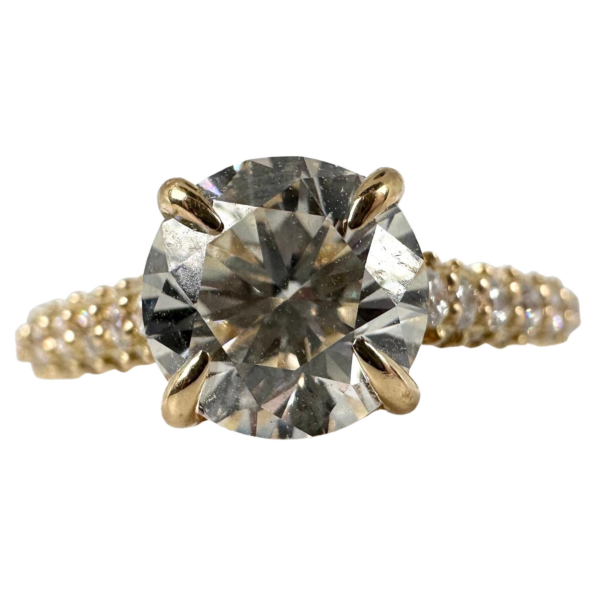 1.74 Carat Diamond Engagement Ring GIA Certified 18 Karat Yellow Gold Ring For Sale