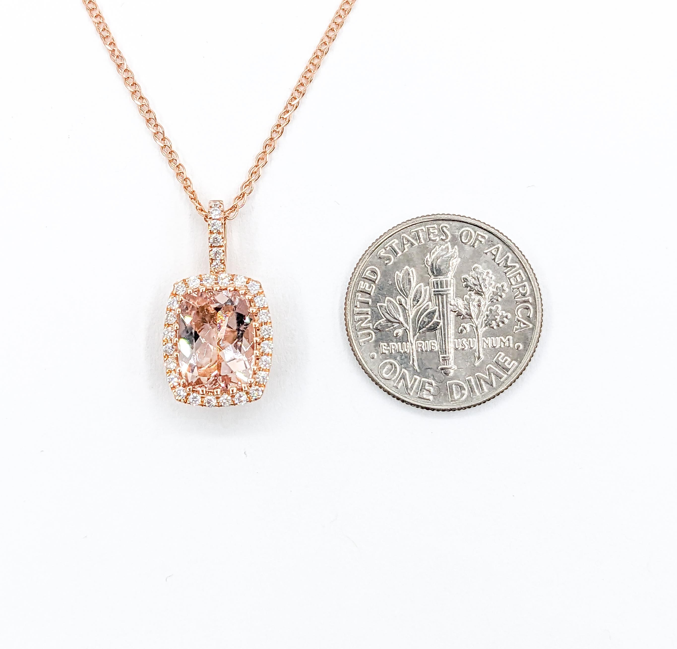 Collier en or rose avec pendentif Morganite et diamant de 1,74ct en vente 2