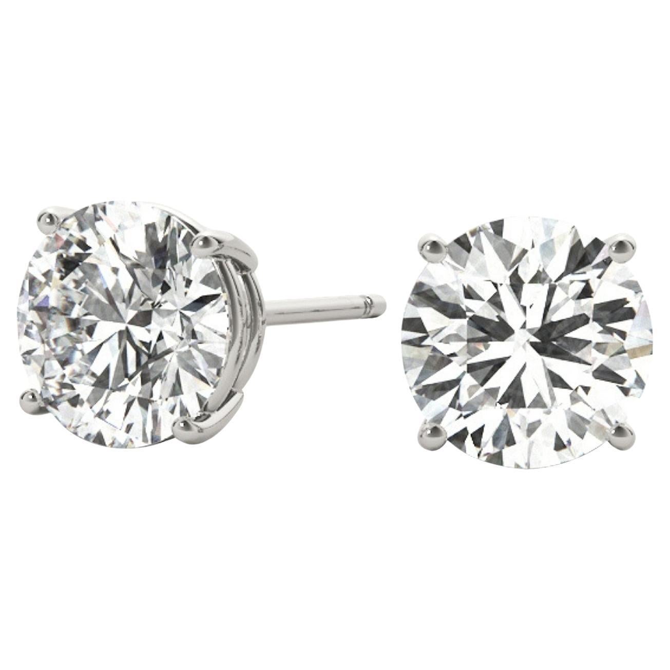 1.74ct Natural Round Diamond Earrings 4-Prong Basket Setting G Color VS1 Clarity