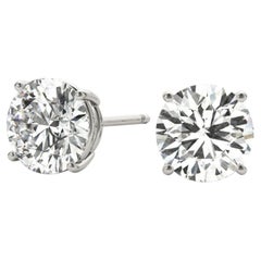 1.74ct Natural Round Diamond Earrings 4-Prong Basket Setting G Color VS1 Clarity