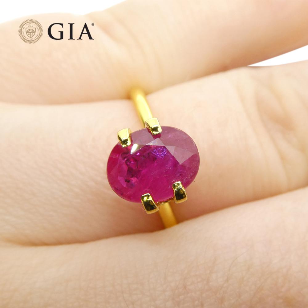 1.74ct Oval Purplish Red Ruby GIA Certified Mozambique For Sale 8
