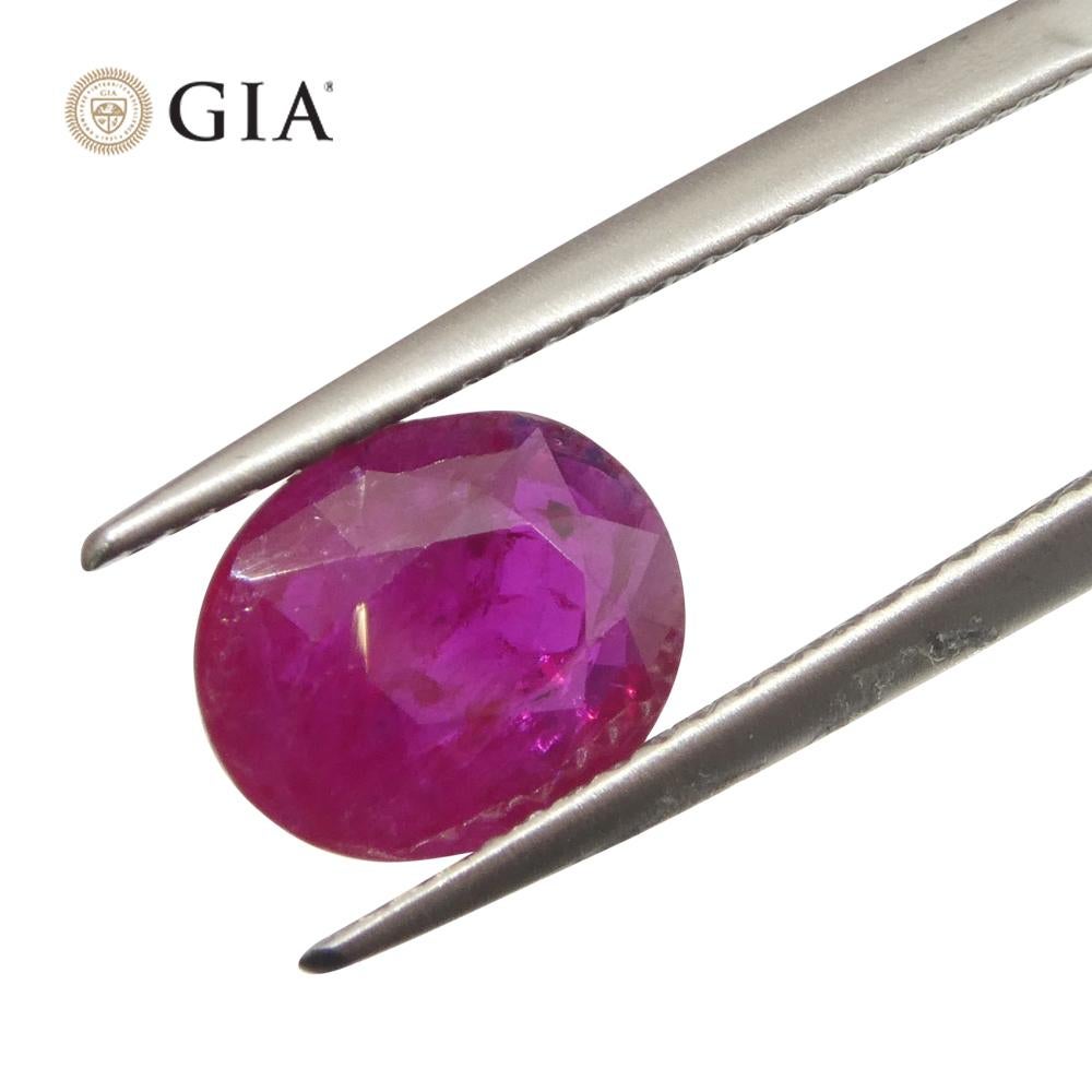 1.74ct Oval Purplish Red Ruby GIA Certified Mozambique For Sale 9