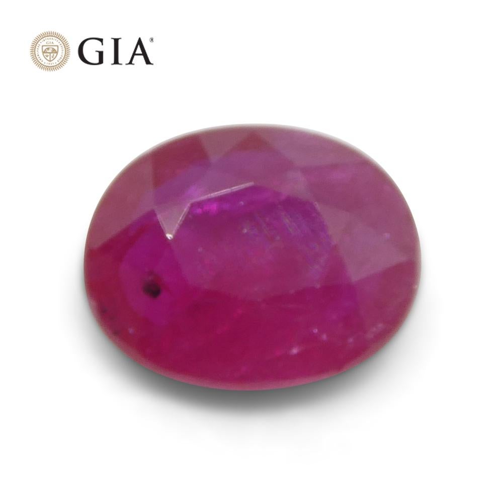 Women's or Men's 1.74ct Oval Purplish Red Ruby GIA Certified Mozambique For Sale