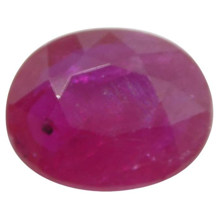 1.74ct Oval Purplish Red Ruby GIA Certified Mozambique