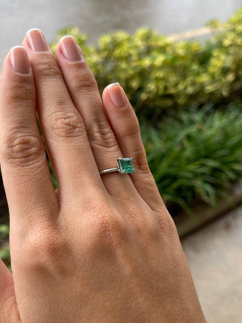 1.74ct Platinum Asscher Cut Emerald Solitaire Ring - Vivid Green 950 May Births For Sale 3
