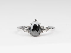 1.74ctw Pear Shape Diamond Three-Stone Engagement Ring 14K White Gold R6675