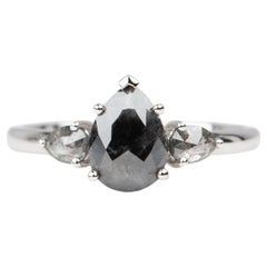 1.74ctw Pear Shape Diamond Three-Stone Engagement Ring 14K White Gold R6675
