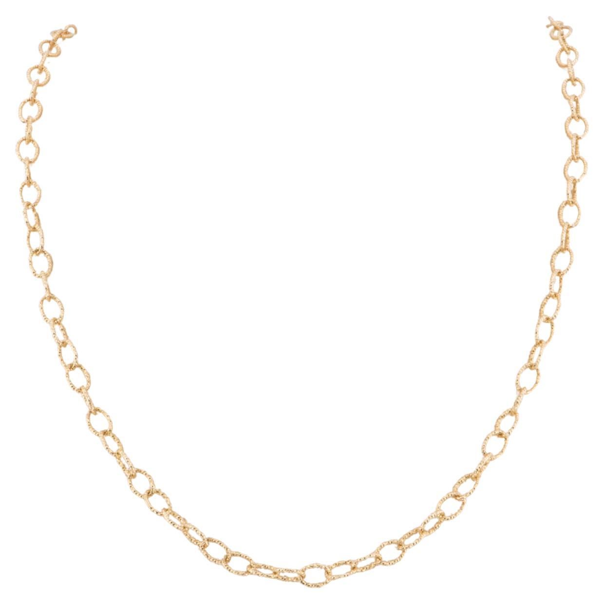 17.5" 14K Gold Sparkle Oval Link Necklace ~6.2g R4506 For Sale