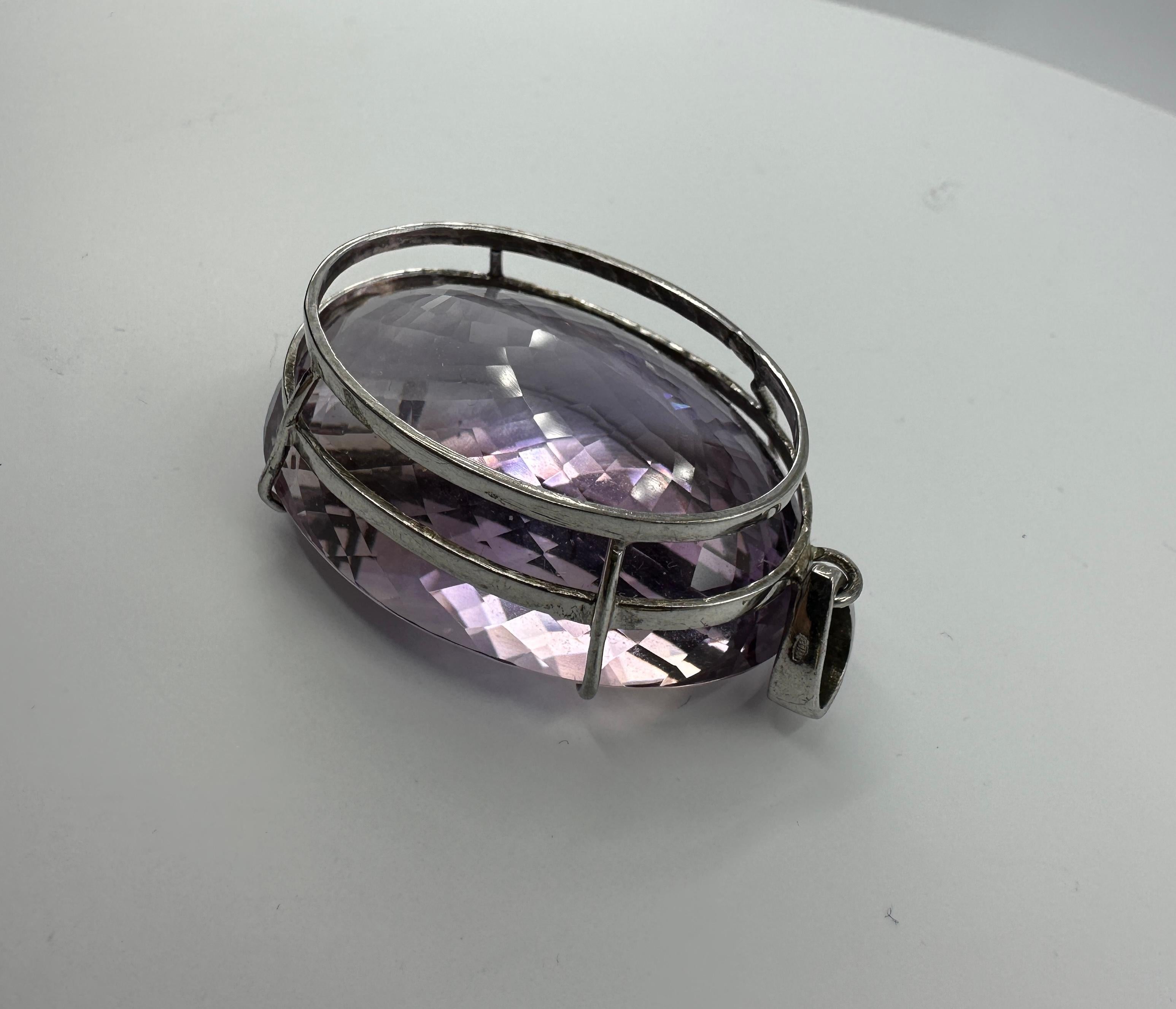 Collar Colgante Amatista Rosa De Francia 175 Quilates 1,75 Pulgadas Corte damero en venta 4