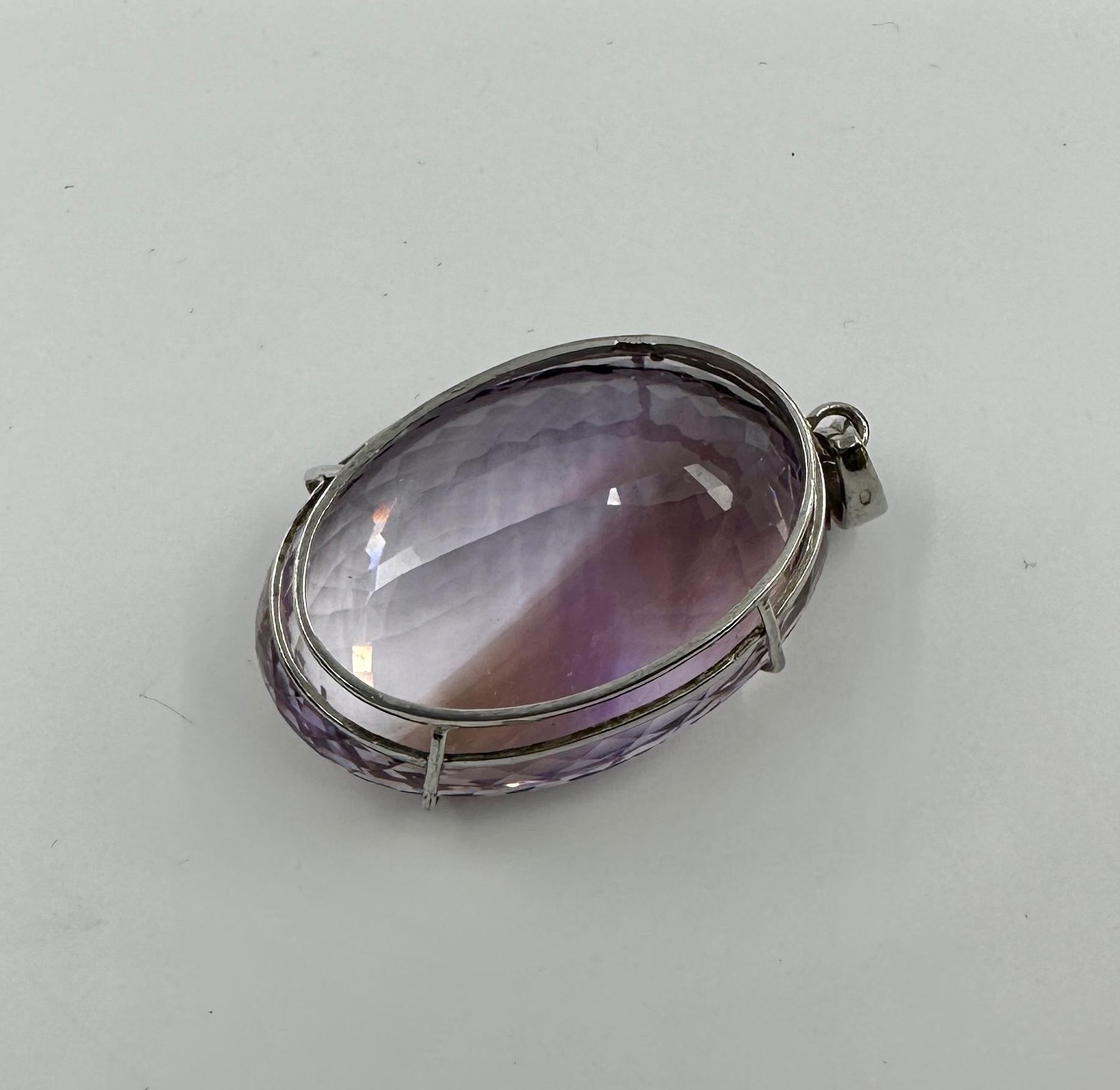 Collar Colgante Amatista Rosa De Francia 175 Quilates 1,75 Pulgadas Corte damero en venta 5