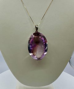 175 Carat 1.75 Inch Rose De France Amethyst Pendant Necklace Checkerboard Cut