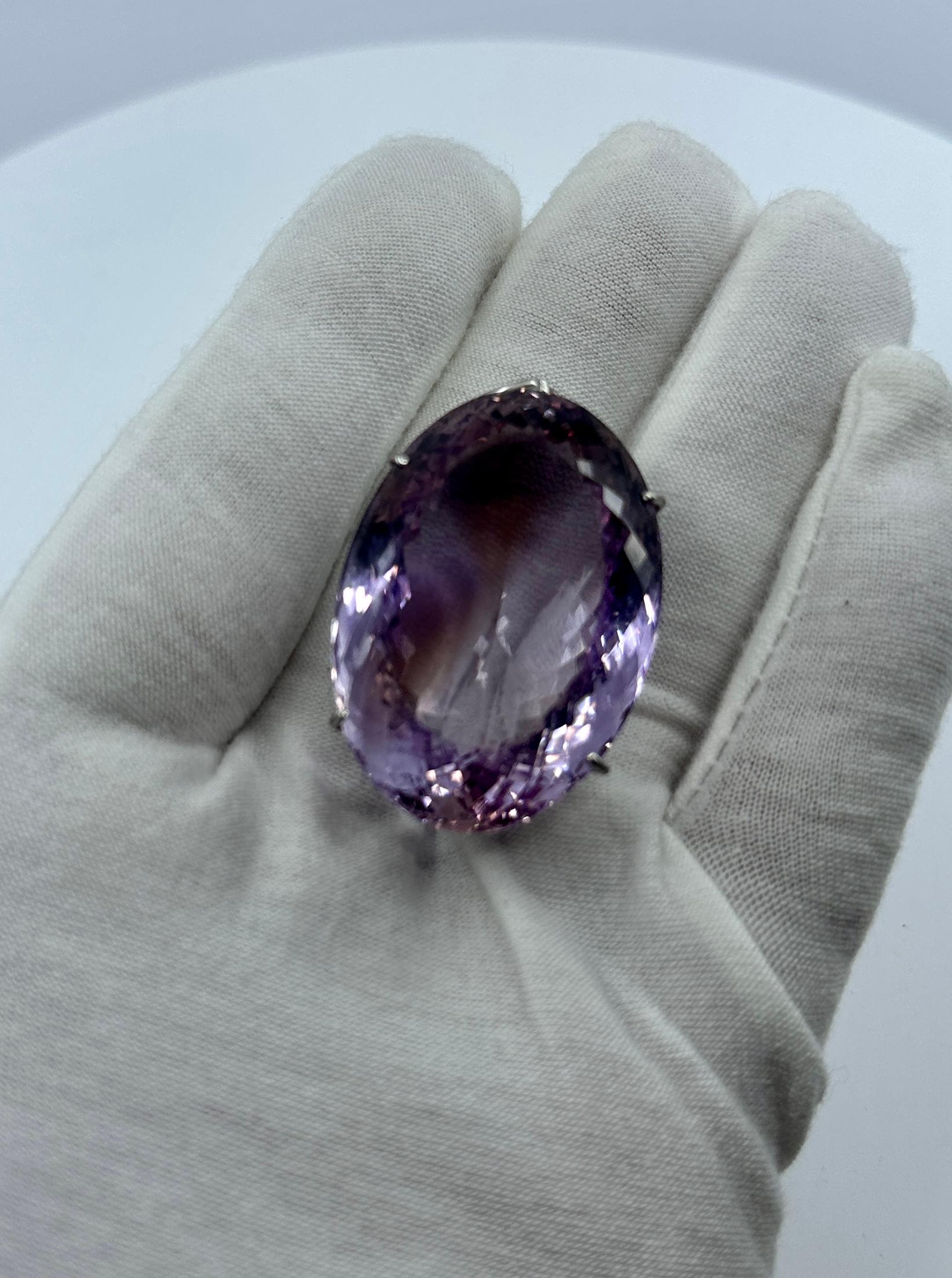 Collar Colgante Amatista Rosa De Francia 175 Quilates 1,75 Pulgadas Corte damero Corte oval en venta