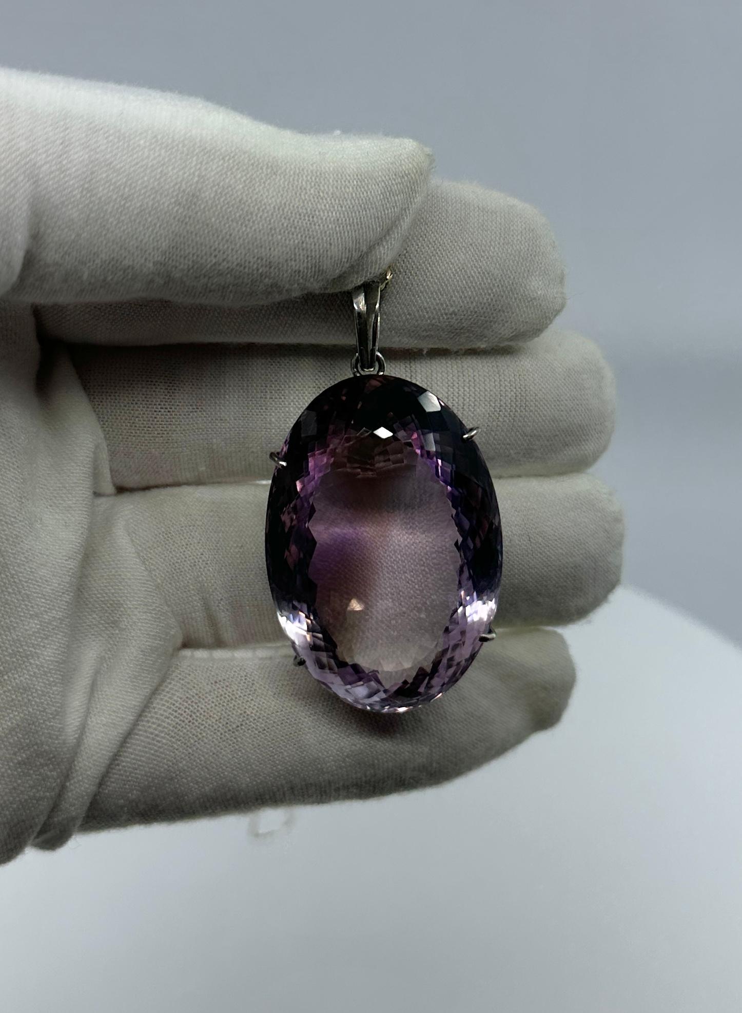 Collar Colgante Amatista Rosa De Francia 175 Quilates 1,75 Pulgadas Corte damero en Nuevo estado para la venta en New York, NY