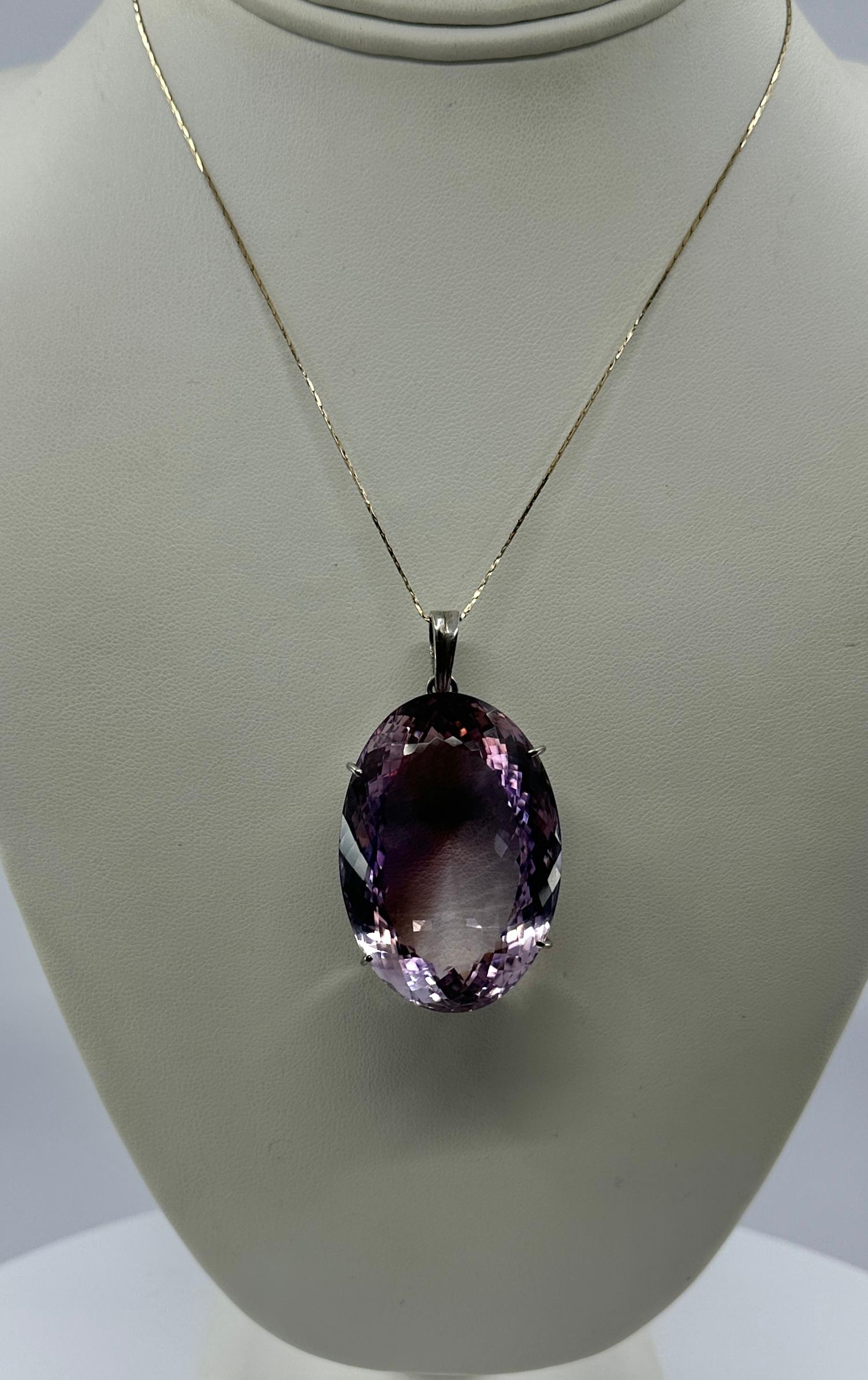 Collar Colgante Amatista Rosa De Francia 175 Quilates 1,75 Pulgadas Corte damero en venta 1