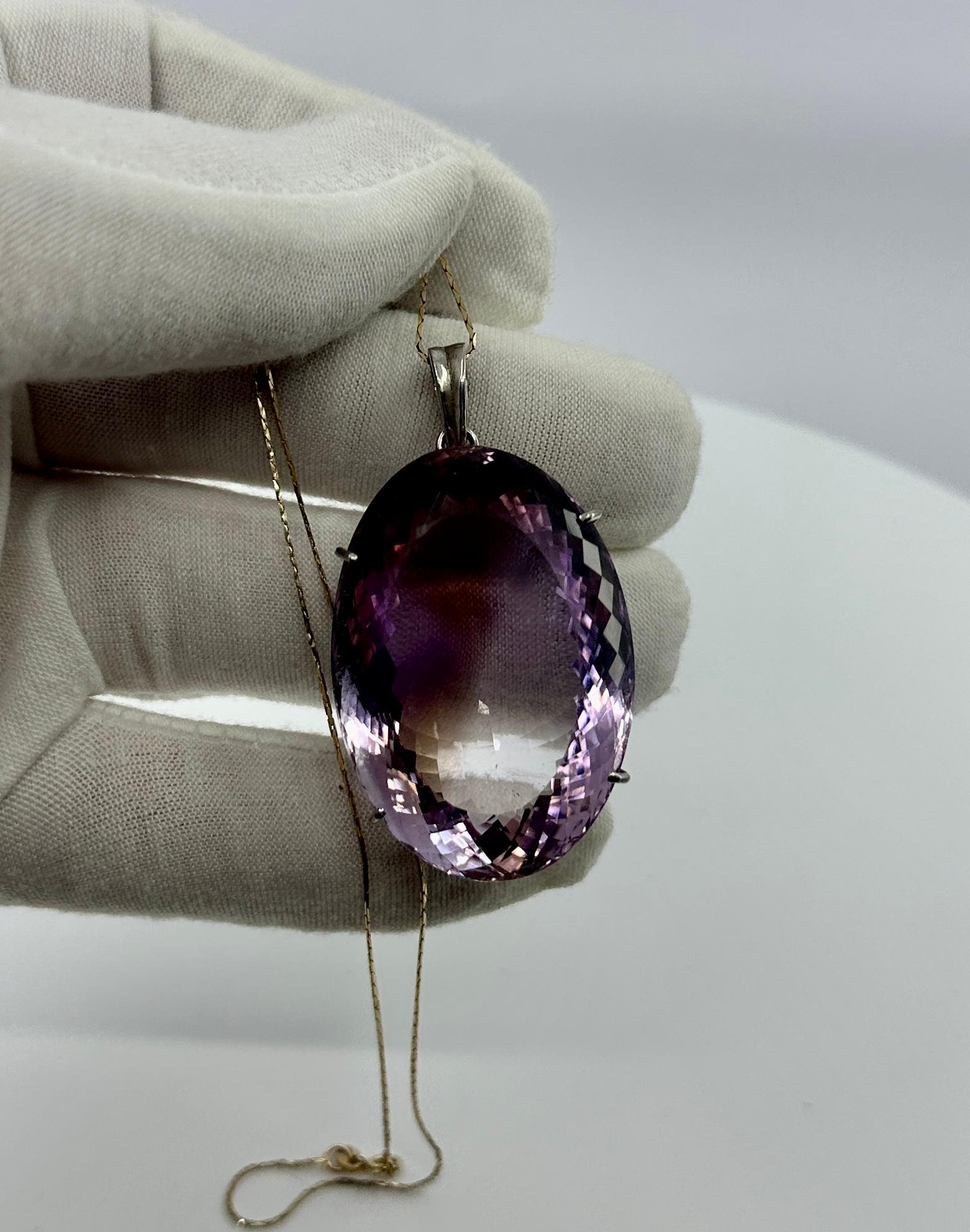 Collar Colgante Amatista Rosa De Francia 175 Quilates 1,75 Pulgadas Corte damero en venta 2