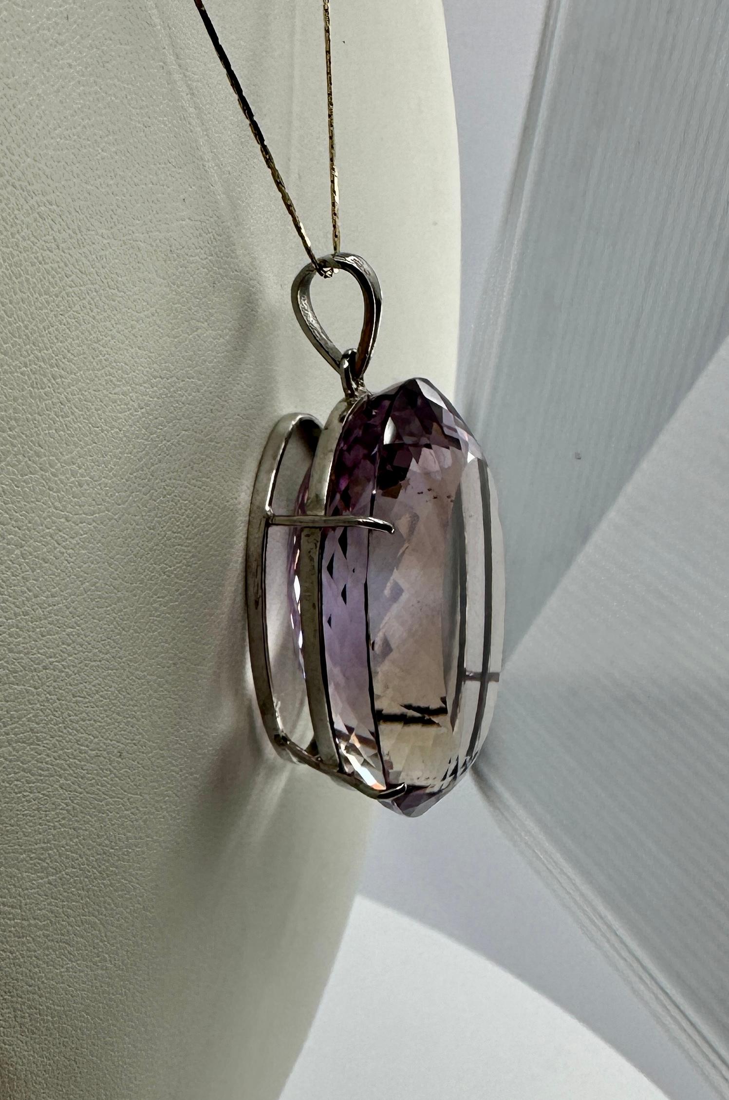 Collar Colgante Amatista Rosa De Francia 175 Quilates 1,75 Pulgadas Corte damero en venta 3