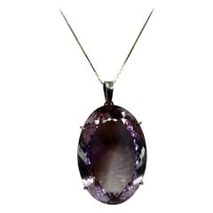 175 Carat 1.75 Inch Rose De France Amethyst Pendant Necklace Checkerboard Cut